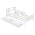 thumbnail image 3 of MODERNLUXE Lit Plateforme en Bois Format Simple avec 2 Tiroirs de Rangement et Garde-Corps, Cadre de Lit Style Ferme pour Enfants Ados Adultes, Blanc, 3 of 8