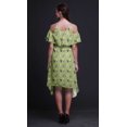 thumbnail image 4 of Bimba Green Watercolor Printed Womens Cold Shoulder Tunic Party Round Neck Shift Dress - Small, 4 of 6