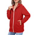 thumbnail image 2 of Comdrip Veste Légère pour Femmes! Veste Chaude Coupe-Vent Imperméable à Blocs de Couleur pour Femmes, Coupe-Vent d'Extérieur, Veste de Randonnée, Veste de Randonnée pour Femmes Légère Rouge TG, 2 of 5