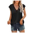 thumbnail image 1 of Birdeem Womens Summer Solid Color Sleeveless Blouses Summer Lace V Neck T-Shirts Tops, 1 of 9