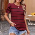 thumbnail image 2 of Pisexur Hauts pour Femmes, Hauts de Sortie pour Femmes & T-Shirt à Manches Courtes Col Rond Imprimé Haut Ample, Hauts de Printemps pour Femmes Vin, 2TG, 2 of 6
