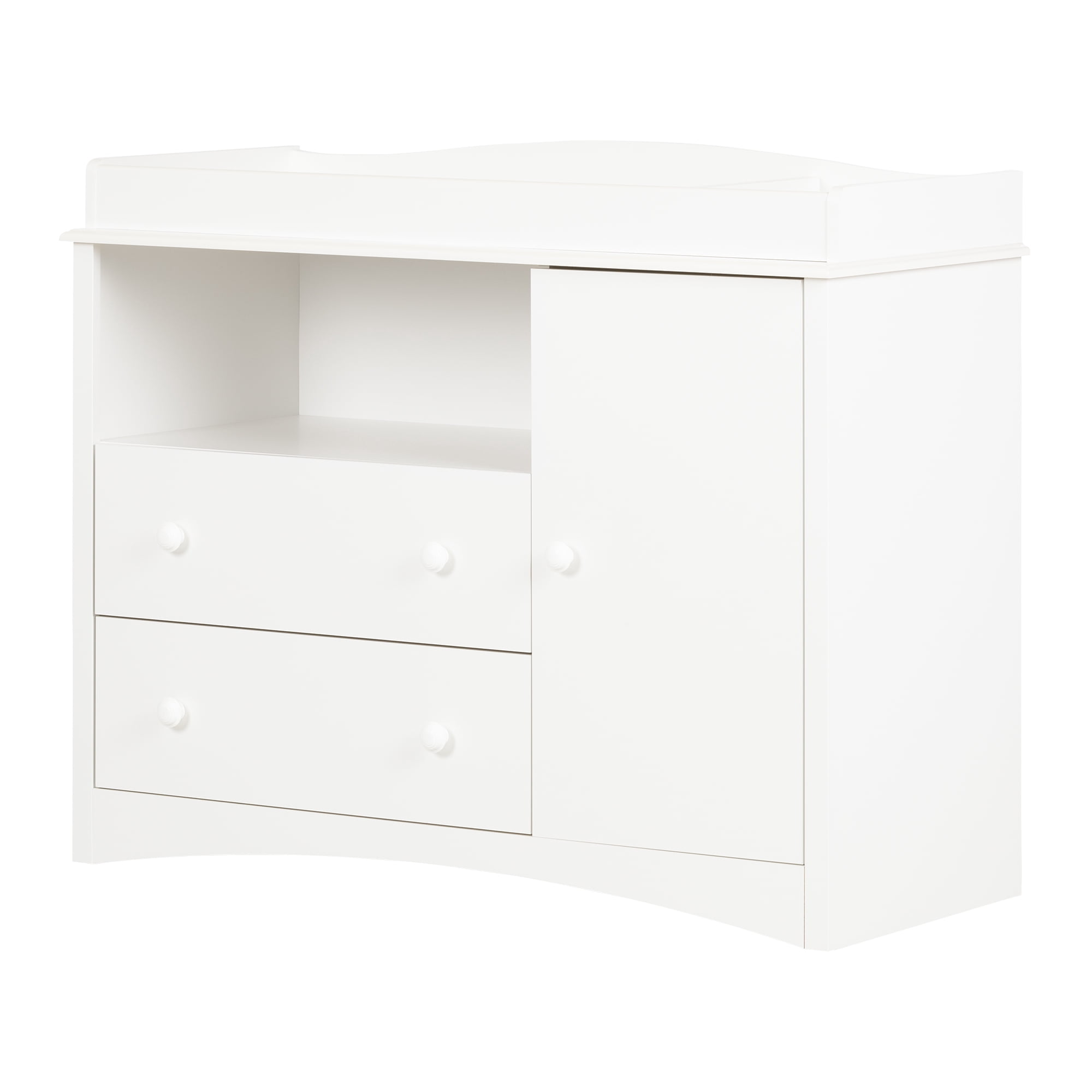 South Shore Peek-a-boo Changing Table with Drawers and Open Storage, in Pure White