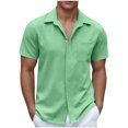 thumbnail image 1 of asjyhkr Mens Beach Button down Shirts Casual Stretch Collared Summer Travel Short Sleeve Tops, 1 of 5