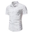 thumbnail image 2 of BOBOGOJP Chemises en Lin pour Hommes Bouton Lin vers le Bas de Vacances Tropicales Chemises de Plage, Rouge, 2 of 5