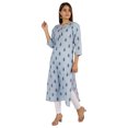 thumbnail image 3 of Moomaya Kurti Longue Imprimée pour Femmes Manches 3/4 Coton Été Tunique Ethnique Kurta, 3 of 8