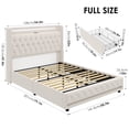 thumbnail image 2 of Homfa Full Size LED Bed Frame with Outlets and USB Ports, 2 Storage Drawers Modern Wingback Crystal Button Tufted Velvet Upholstered Platform Bed Frame, Beige, 2 of 8