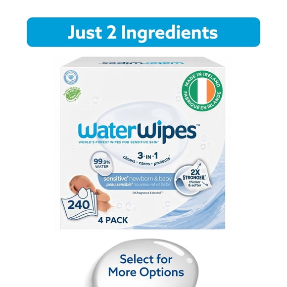 WaterWipes Sensitive Newborn & Baby Wipes, 99.9% Water, Unscented & Hypoallergenic