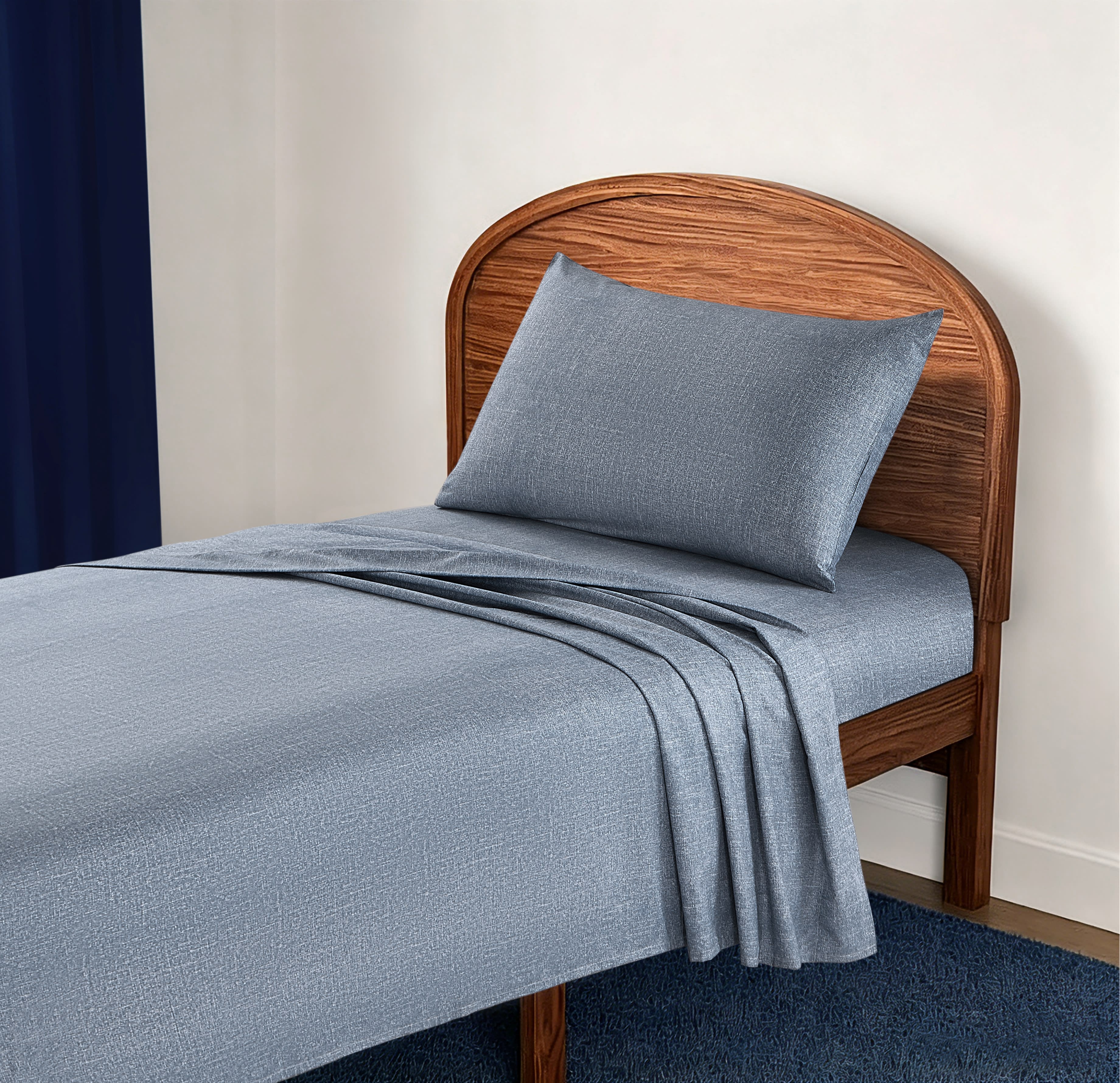 Mainstays Kids Microfiber Bed Sheet Set, Full,Blue Day, 4 Pieces