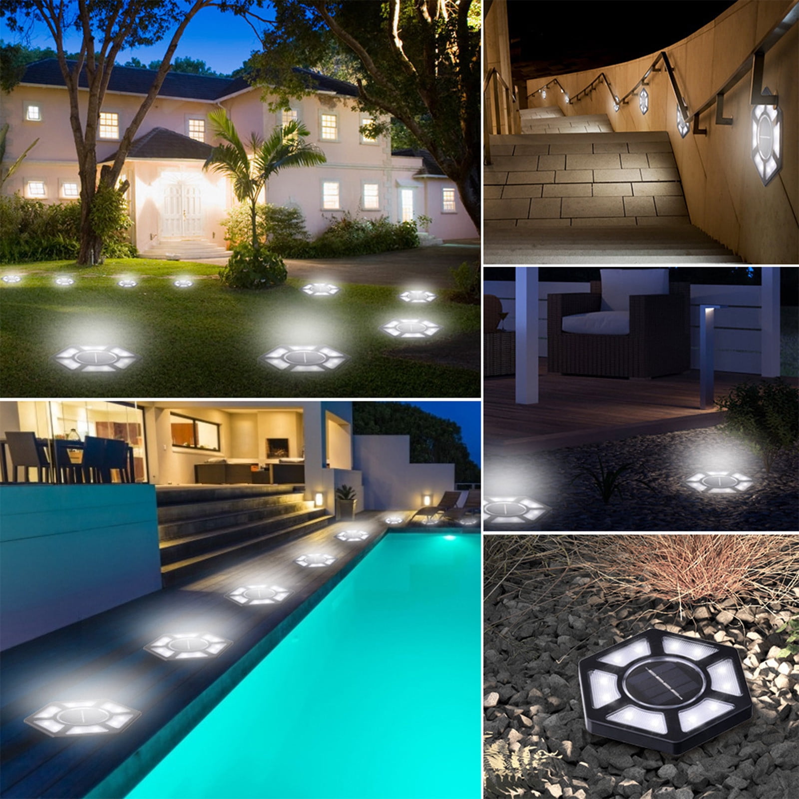 Ground Lights Outdoor, Xinsrenus 12 LED Solar Ground Lights Automatic Induction, IP65 Waterproof ABS Garden Lights for Pathways Yard Patio Lawns