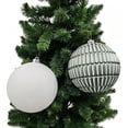 thumbnail image 2 of Holiday Time 4-Count Green and White Shatterproof Textured Christmas Ornaments, 150MM, 2 of 4