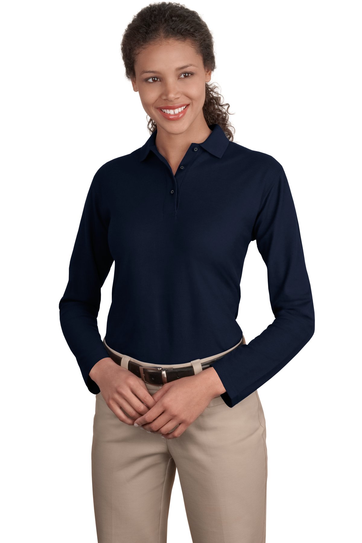 Port Authority Ladies Silk Touch Long Sleeve Polo