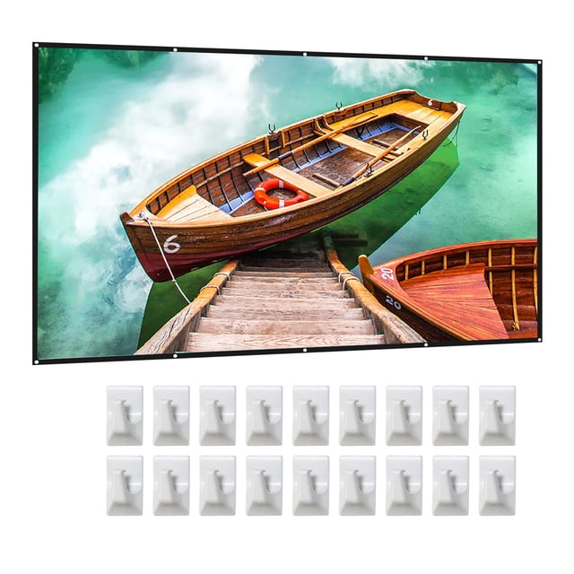 Écran de Projecteur 120 Pouces 16:9 HD 4K Pliable Portable Double Face Projection -Rideau d'Écran de Film à Augmentation avec Crochets pour Intérieur Extérieur Cinéma Maison Bureau Réunion