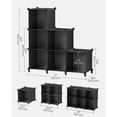 thumbnail image 4 of SONGMICS 6 Cube Storage Organizer, DIY Closet Shelf, Plastic Clothes Organizer, Modular Bookcase, 11.8 x 11.8 x 11.8 Inch Cubes, with Feet and Rubber Mallet, Black ULPC06H, 4 of 7
