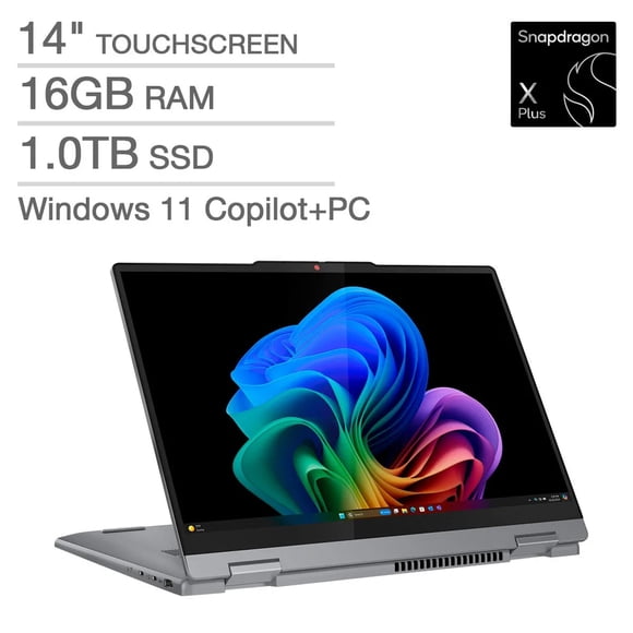 Open Box - Lenovo IdeaPad 5x 2 83GH0002US 14" Touchscreen Laptop - Gray (Qualcomm Snapdragon X Plus / 16 GB RAM / 1 TB SSD / W11H)