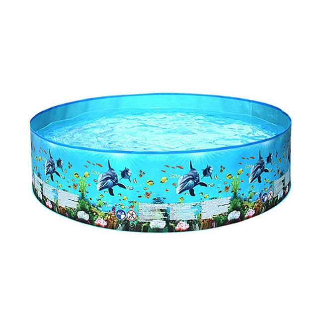 AMERTEER 1PC Outdoor Water Playing Pool Cartoon Round Pool Toy Hard Plastic Swimming Pool Toy Household Kids Toy(Colorful Size L)