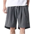 thumbnail image 1 of jsaierl Men's Summer Sports Five-point Shorts Breathable Loose Solid Color Pants Elastic Waist Drawstring Casual Shorts, 1 of 2
