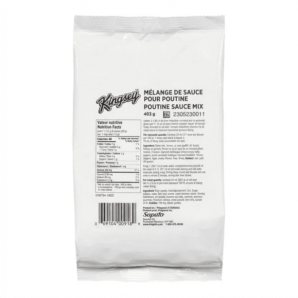 Kingsey Cheese Poutine Sauce Mix, 403 g – Savory Gravy Mix for Classic Poutine, Fries & Comfort Dishes