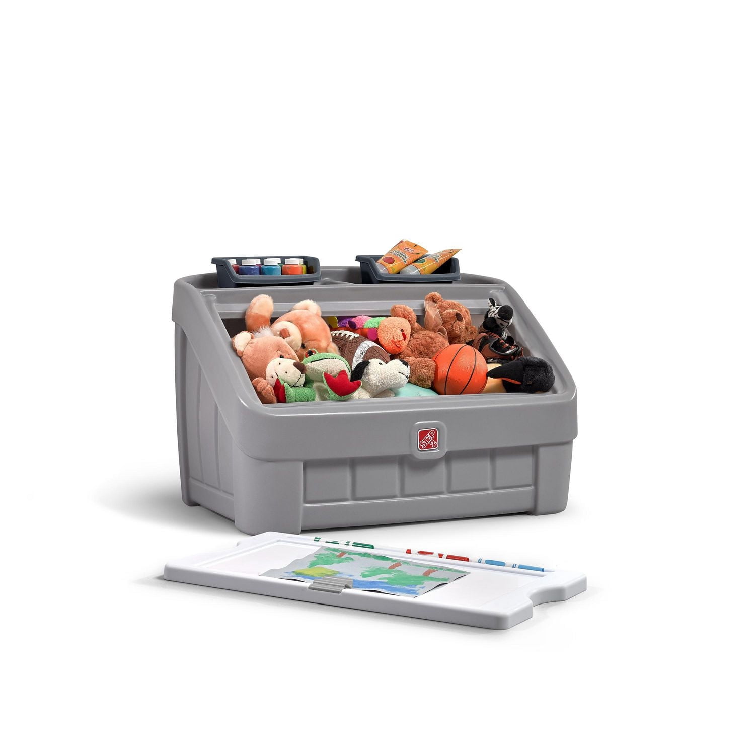 2-in-1 Toy Box & Art Lid, Gray