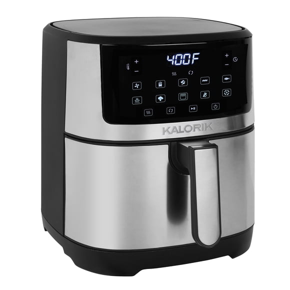 Kalorik 5 Quart Full Touchscreen Air Fryer with Silent Mode, 10 Smart Presets, Dishwasher-Safe Basket, in Stainless Steel (FT52357SS)