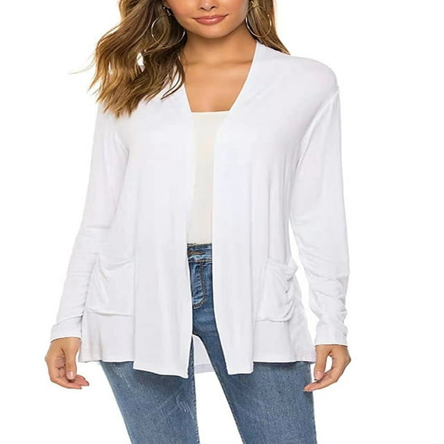 Cardigan Femme Couleur Unie Manches Longues Tricot