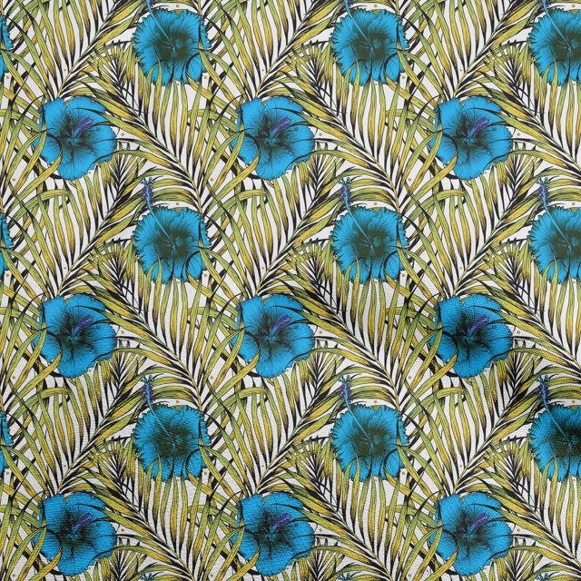 oneOone Cotton Poplin Twill Medium Blue Fabric Tropical Craft Projects Decor Fabric Printed By The Yard 56 Inch Wide