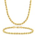 thumbnail image 1 of Miabella Men's 10K Yellow Gold Necklace and Bracelet Rope Chain Set, 20", 1 of 3
