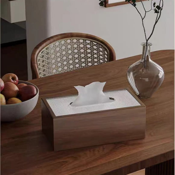 Solid Wood Tissue Box, Xinsrenus Natural Wooden Tissue Box Cover, Acrylic Top Decorative Paper Box for Living Room Dining Room Desktop