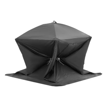 KFFKFF Ice Fishing Tent, 1-2 Person Quick Setup Shelter, 24 Sq Ft Fishing Zone, Winter Angling Tent, Water-Resistant Oxford Material, Includes Anchors/Ropes/Transport Bag, 60"x60", Black