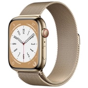 Apple Watch Series 8 (GPS + Cellular 41mm) Smartwatch with Stainless Steel Case with Milanese Loop- Certified Refurbished