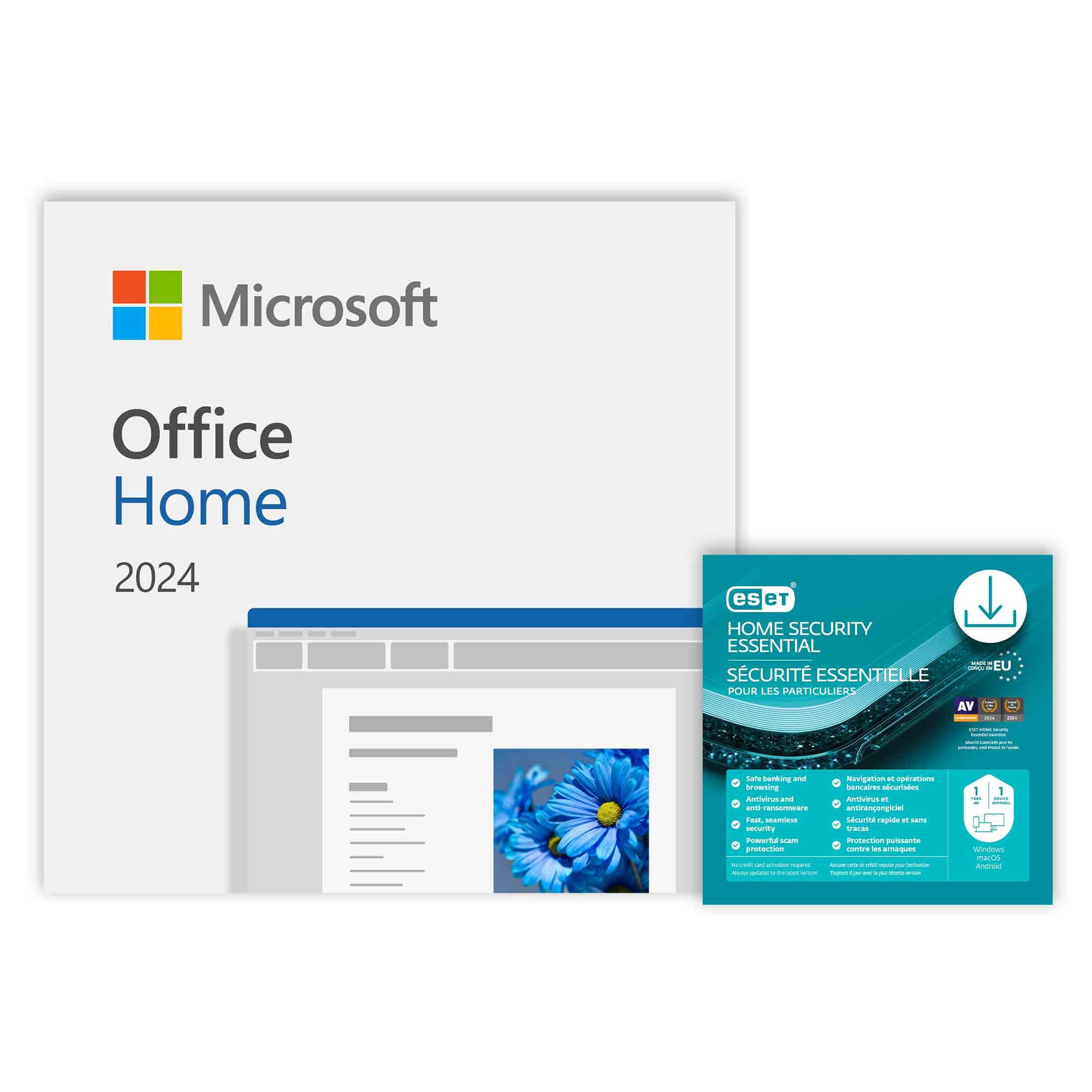 Office Home 2024 + ESET Home Security Essential 1-Device 1-Year [Téléchargement numérique]