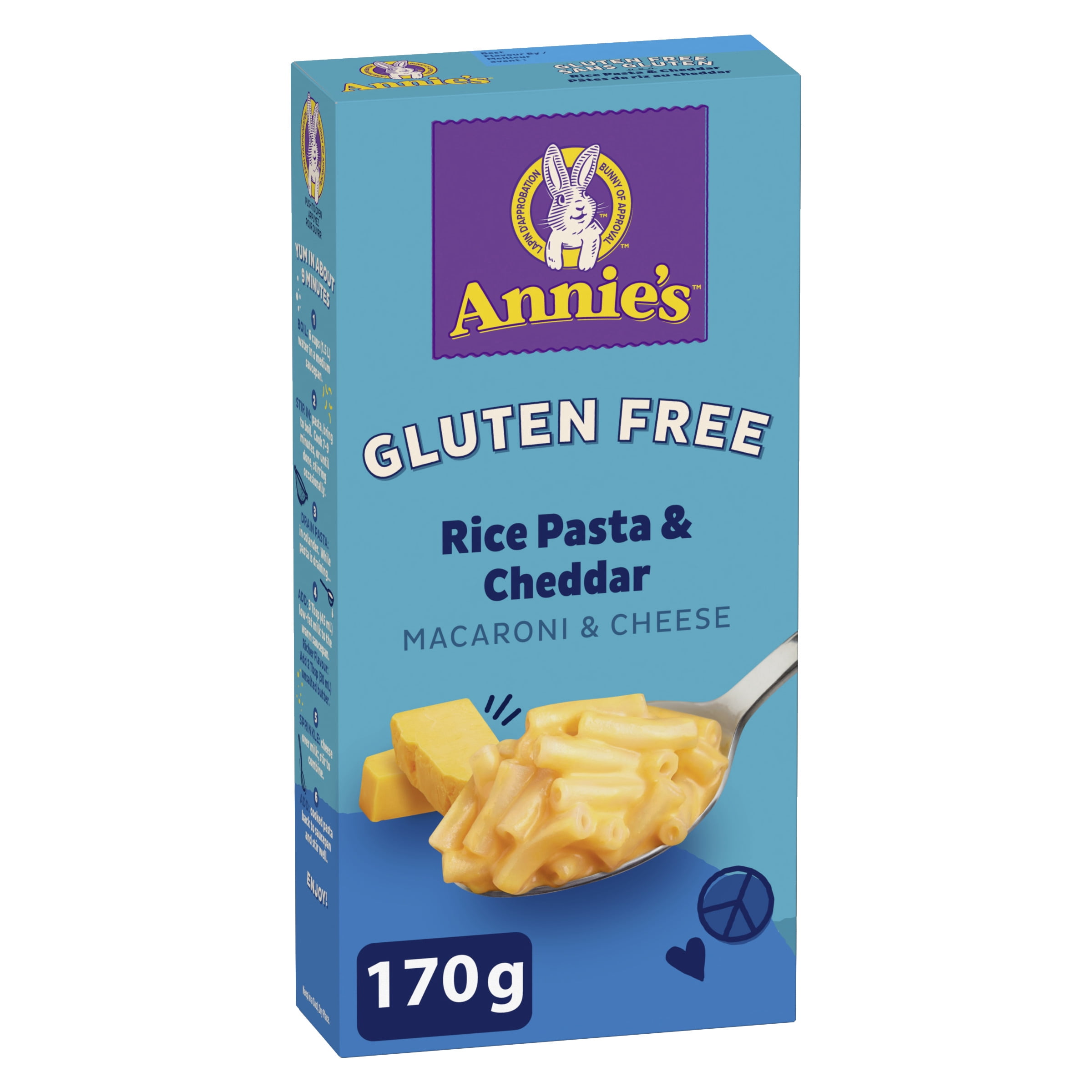 Annie's Homegrown Macaroni & Cheese, Rice Pasta & Cheddar, Gluten Free, 170 g, 3 Servings