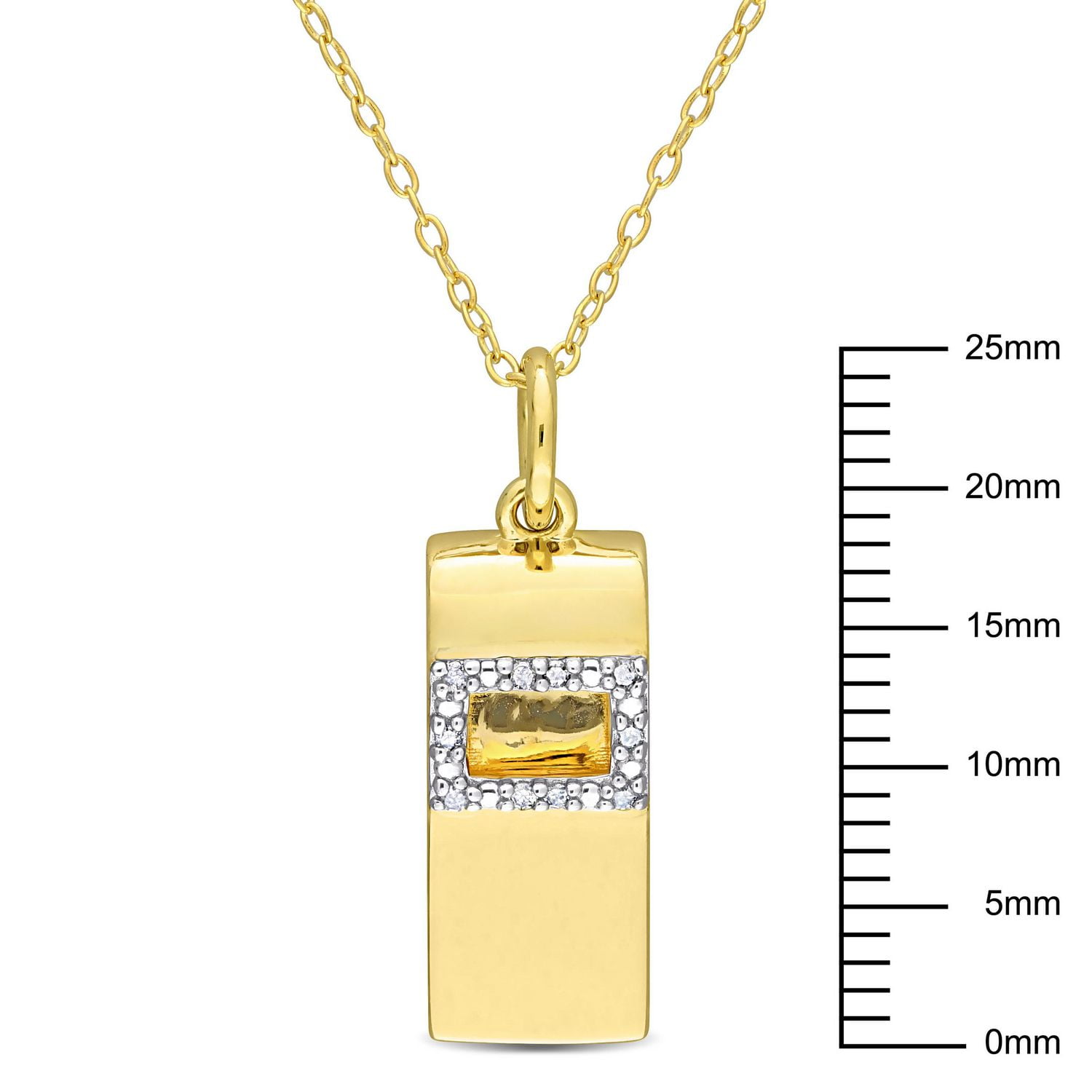 Collier pendentif en forme de sifflet Miabella d'accent de diamant en Argent Sterling Plaqué Jaune