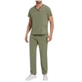 thumbnail image 2 of TIMIFIS Scrub for Men Set Medicals Uniform Scrub Top and Pants Solid Color Four Season Comfort Fits Scrub Set with Pockets - Spring/Summer, 2 of 7