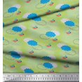 thumbnail image 3 of Soimoi Green Silk Fabric Clouds & Bird Print Sewing Fabric Yard 44 Inch Wide, 3 of 5