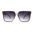 thumbnail image 3 of Womens Squared Horn Rim Inset Lens Oversized Rectangle Sunglasses Slate Smoke, 3 of 4
