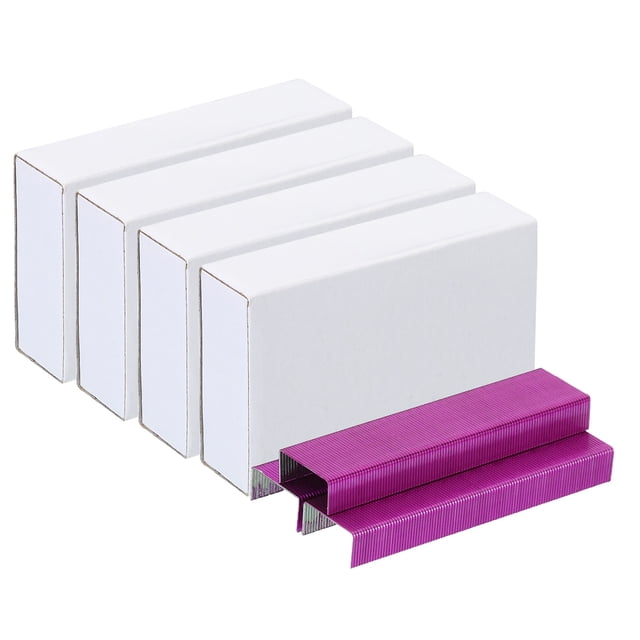 Unique Bargains Staples for Stapler, 4 Pack(1000Pcs Staples Per Pack) 26/6 Standard 1/4 Inch Length Staples Jam Free Rose Red