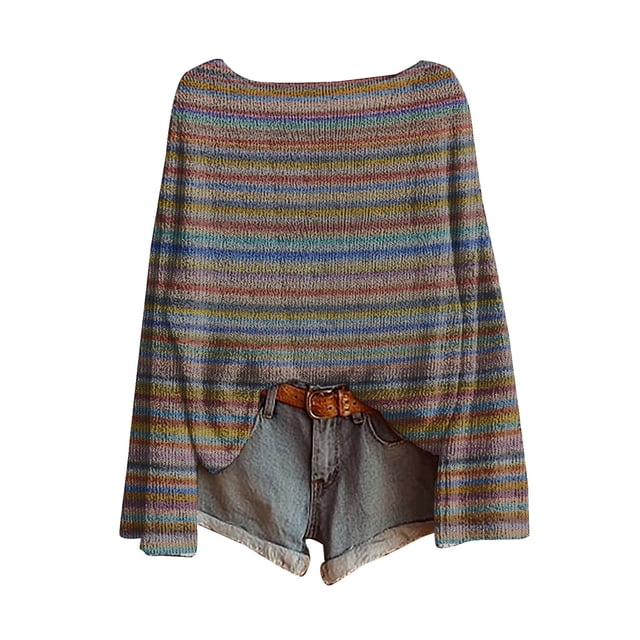 WTXUE Chandail Fair Isle pour Femmes, Tricot Boho, Chandails Rétro Hiver Automne, Décontracté, Ample, Col Rond, Manches Longues, Léger, Imprimé Artistique, Chandail Vintage, Hauts, T-Shirts Basiques, Couche Chaude d'Hiver, Haut Rose P