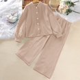 thumbnail image 2 of vdgthytj Toddler Boy Girl Fall Spring Clothes Kids Long Sleeve Button down Shirt and Wide Leg Pants 2PCS Lounge Outfit, 2 of 9