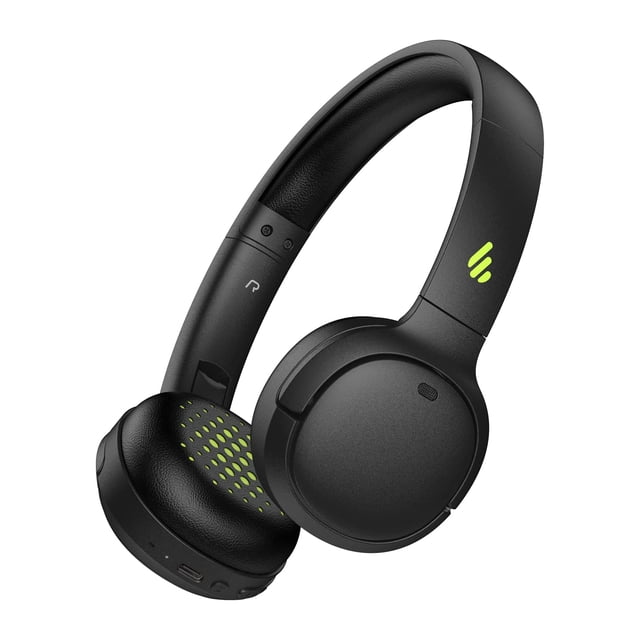 Edifier WH500 Écouteurs Supra-Auriculaires Sans Fil Bluetooth Légers et Pliables en Noir avec accents Verts. Doté d'Un Haut-Parleur Dynamique composite de 30 mm pour une Qualité Sonore Exceptionnelle, Bluetooth 5.2 pour une Commutation Fluide de l'Appareil, et de microphones Intégrés pour une capture Vocale Claire. Offre jusqu'à 40 Heures d'Écoute Sans Fil, avec une Recharge Rapide Offrant 6 Heures de Lecture en Seulement 10 minutes. Conception Compacte et Pliable pour la Portabilité et le Confort.