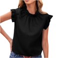 thumbnail image 1 of Timegard Tank Tops for Women Crew Neck Ruffle Sleeve Ruched Solid Color Comfy Work Casual Tunic Tops, 1 of 5