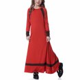 thumbnail image 2 of Birdeem Robe Longue Musulmane pour Filles Moyennes et Grandes, Manches Longues, Col en V, Robe à Blocs de Couleur, 2 of 6