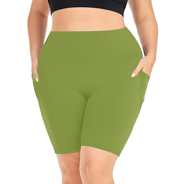 Wlynlyn Plus Size Biker Shorts for Women High Waisted Compression Yoga Tights Quick Dry Workout Shorts