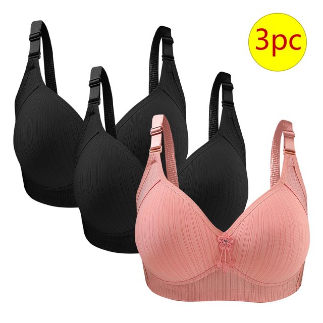 Bras for Women, 3PC Womans Large Size Solid Color Without Steel Ring Gathering Comfortable Bras Daily Bra