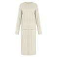 thumbnail image 4 of Yuyuzo Ensembles de Chandails pour Femmes Col Ras du Cou Manches Longues Chandails à Enfiler avec Jupes Longues Tricot Torsadé Ensembles 2 Pcs, 4 of 5