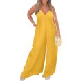 thumbnail image 1 of Innerwin Combinaison Longue Col en V Profond Femmes Combinaisons Vacances Sans Manches Décontracté Pantalon Large Jaune m, 1 of 2