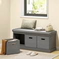 thumbnail image 2 of HOMCOM Shoe Bench with Cushion Seat, 3 Fabric Drawers, Dark Grey, 2 of 10
