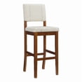 thumbnail image 1 of Linon Milano 30.5" Faux Leather & Wood Bar Stool in Cream/Walnut, 1 of 14