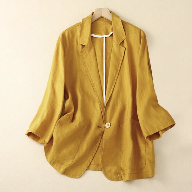 EQWLJWE Vestes Blazer pour Femmes Liquidation Femmes Dames Uni Col Rabattu Veste Manches Longues Manteau Vêtement d'Extérieur