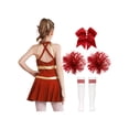thumbnail image 2 of Runhomal Costume de Pom-Pom Girl pour Filles Enfants Halloween Carnaval Uniforme de Cheerleading Robe de Danse Sans Manches avec Pompons A Rouge 14, 2 of 7