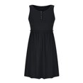 thumbnail image 3 of Pompotops Women's Summer Fashion Solid Color Round Neck Button Sleeveless Dress, 3 of 7